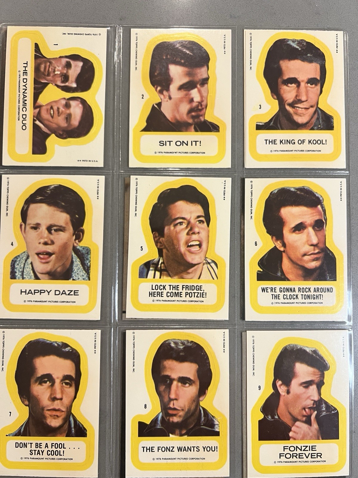 Topps Happy Days Serie 1 1976 Set Completo 11 Adesivi 44 Carte N/OTTIME CONDIZIONI