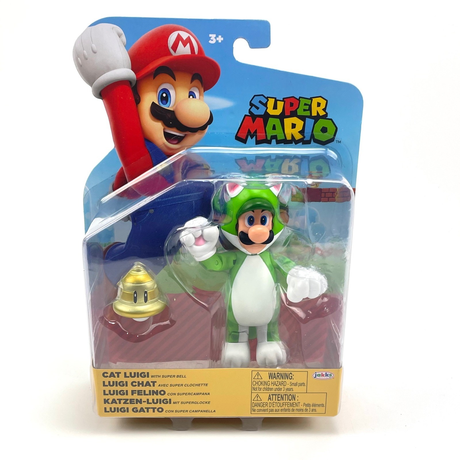 Modellino Jakks Pacific Super Mario Cat Luigi con Super Bell 43104 nuovo