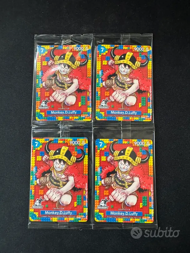 Set 4x Monkey.D.Luffy 4th Anniversary-Sigillate