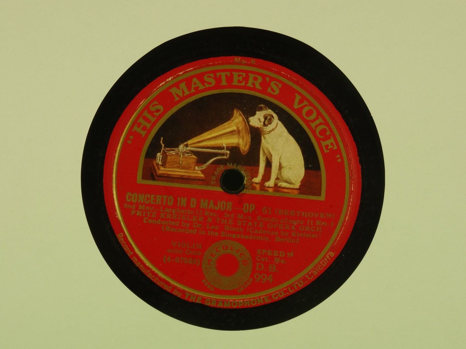 DR LEO BLECH CONCERTO IN D MAJOR OP 61  78RPM (441/20) (441) 2 TRACK 78 RPM HMV