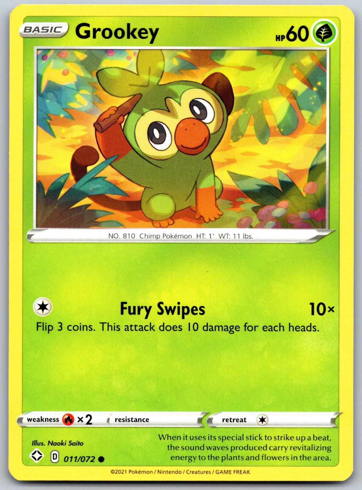 Grookey 011/072 Pokemon Destino Lucente Comune Quasi Nuovo