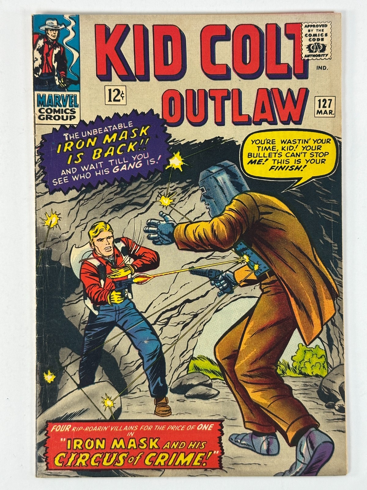 Kid Colt Outlaw #127 Marvel Comics Mar 1966 Maschera di Ferro Silver Age Fumetto