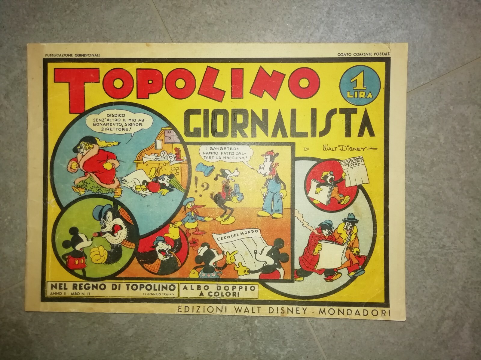 TOPOLINO GIORNALISTA albi NEL REGNO DI TOPOLINO mondadori anteguerra 1936