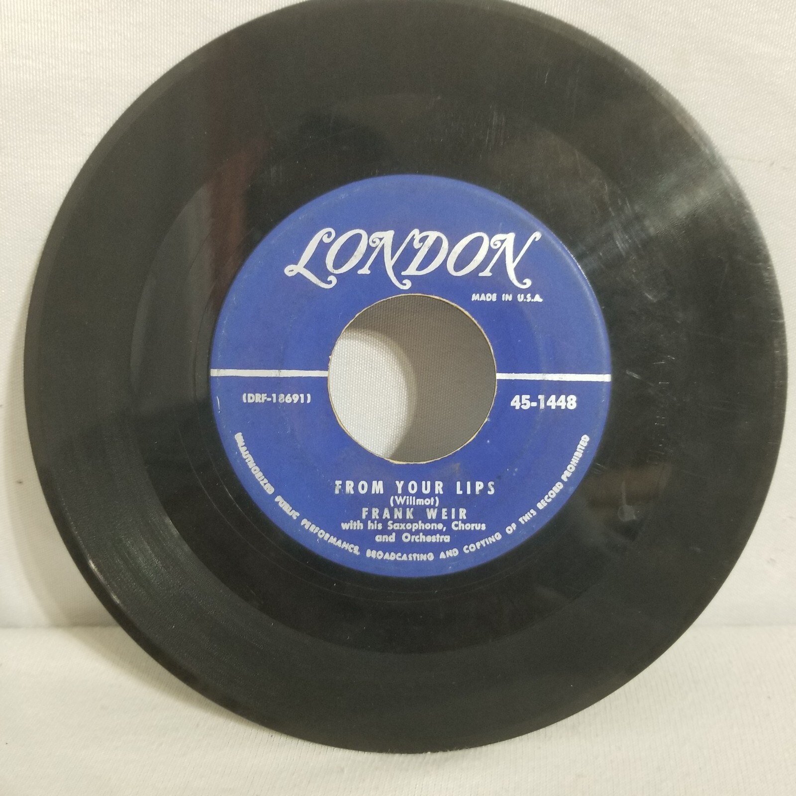 Frank Weir "From Your Lips"/ "The Happy Wanderer" 45 Vinyl Record