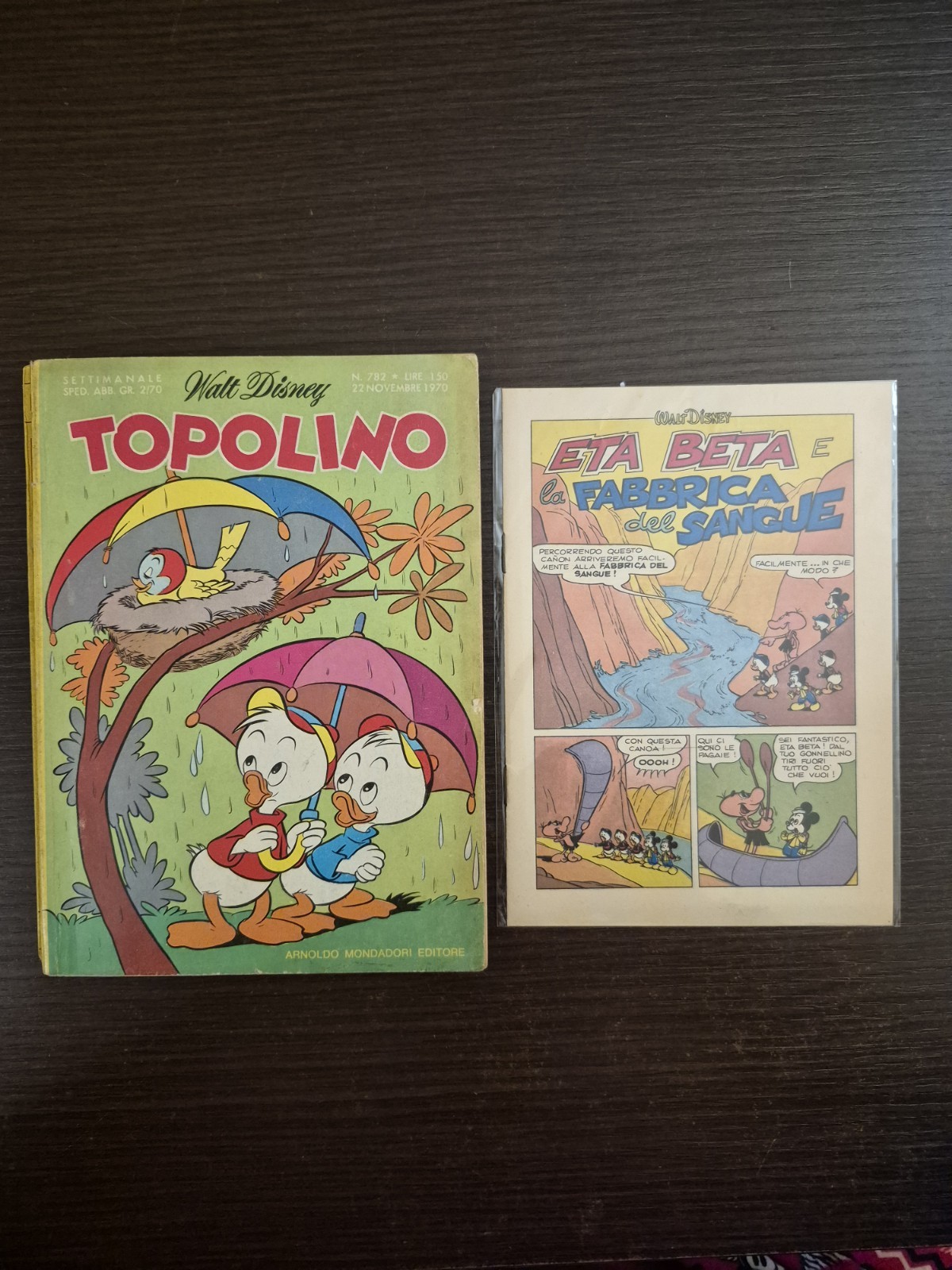 Topolino 782 con Il raro inserto di Eta Beta e la fabbrica del sangue.
