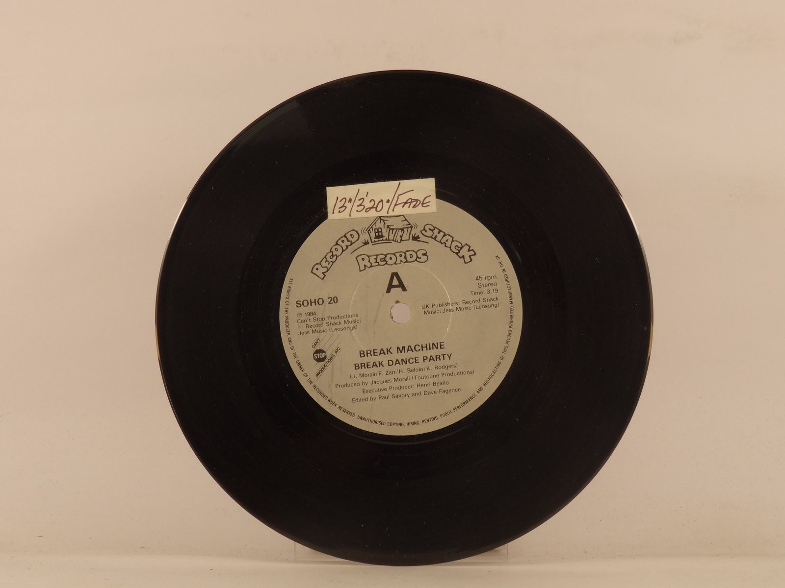BREAK MACHINE BREAK DANCE PARTY (plain sleeve) (137) 7" RECORD SHACK