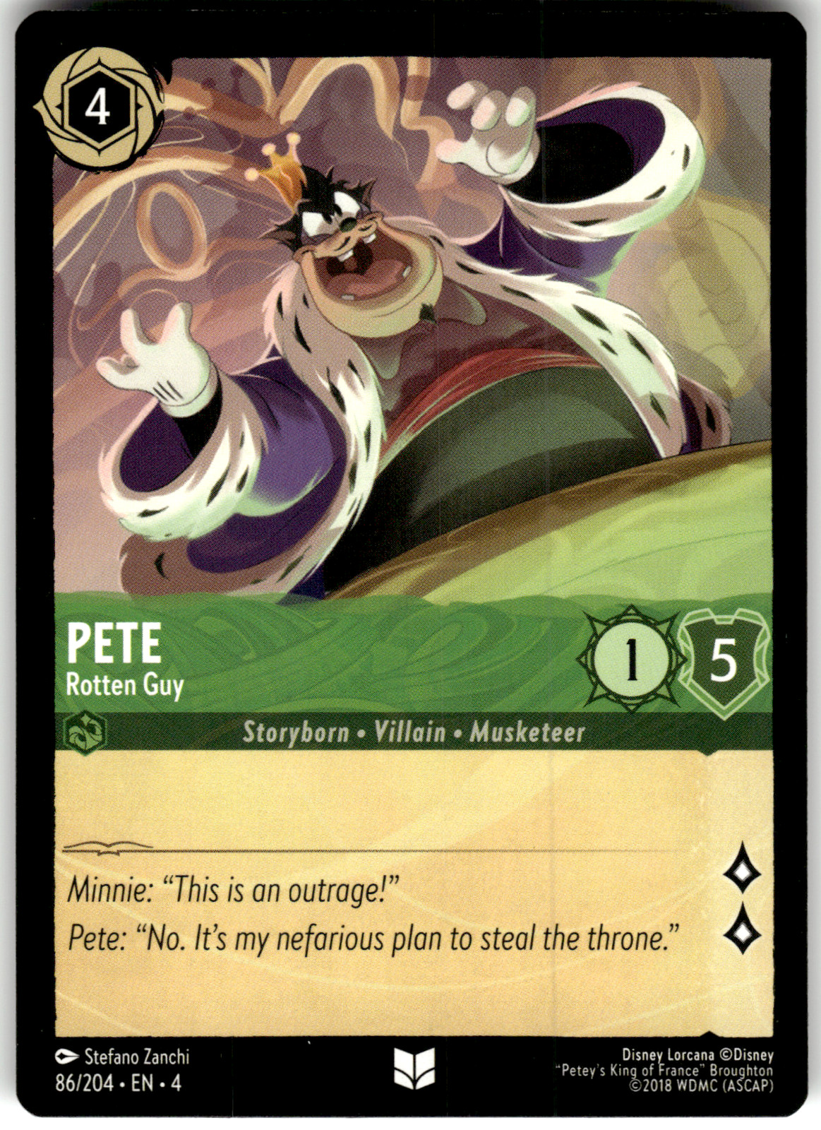 Pete - Rotten Guy Disney Lorcana TCG 86/204 2024 Storyborn - cattivo - moschettiere