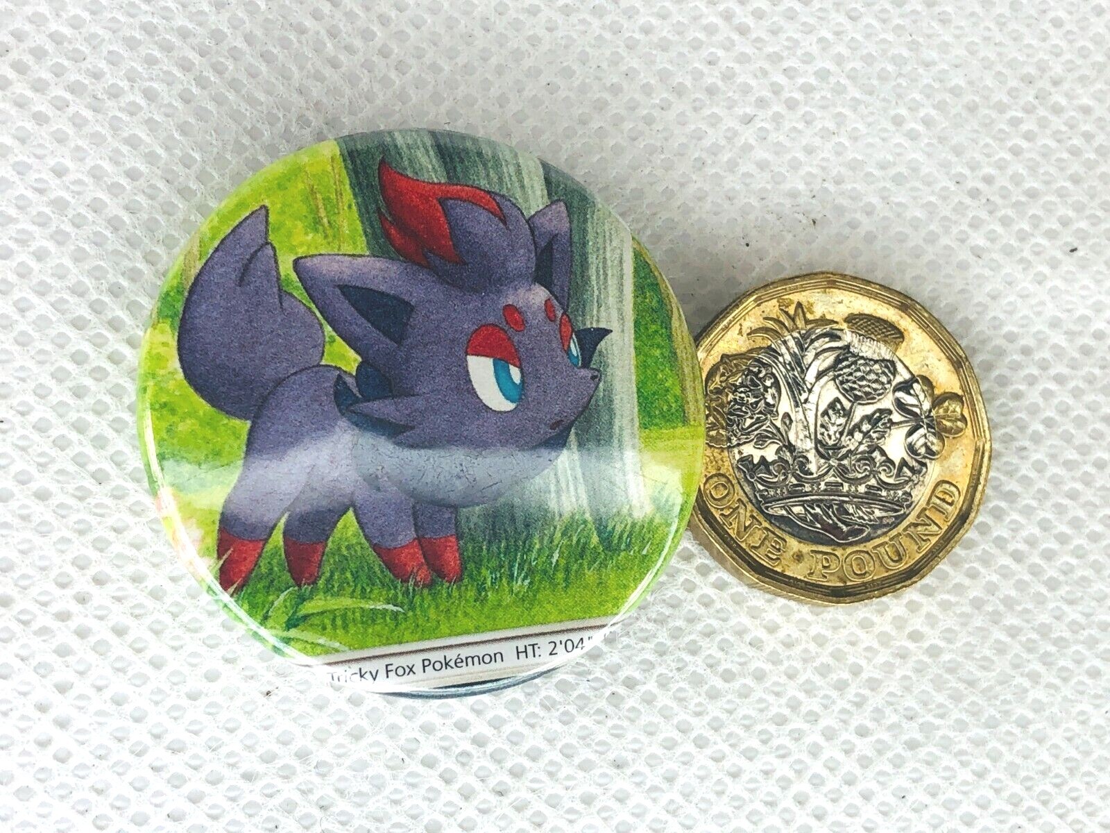 BADGE POKEMON ZORUA CARD TCG 34mm Diameter