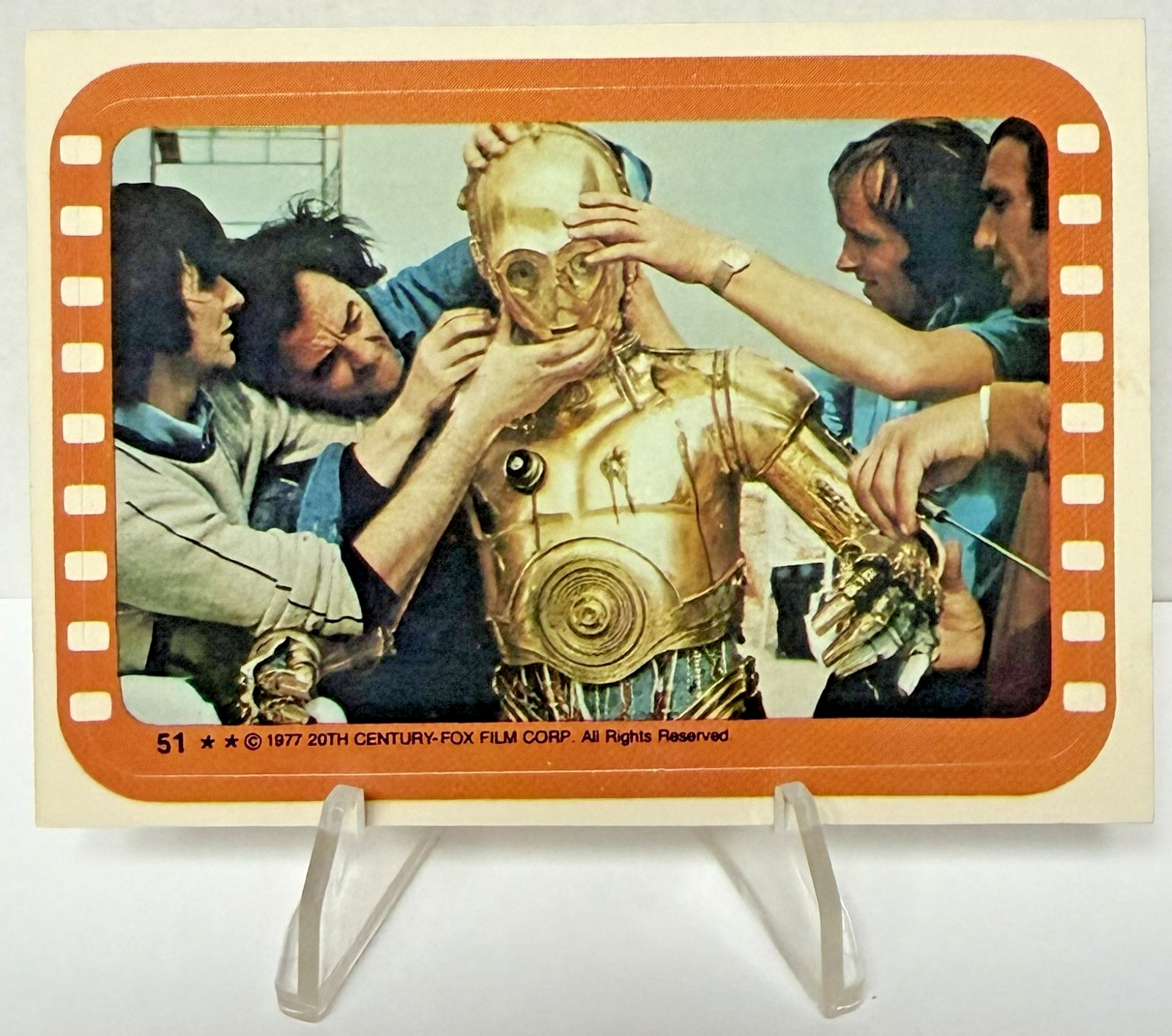 1977 Topps Star Wars Sticker Card #51 Technicians Ready C-3PO