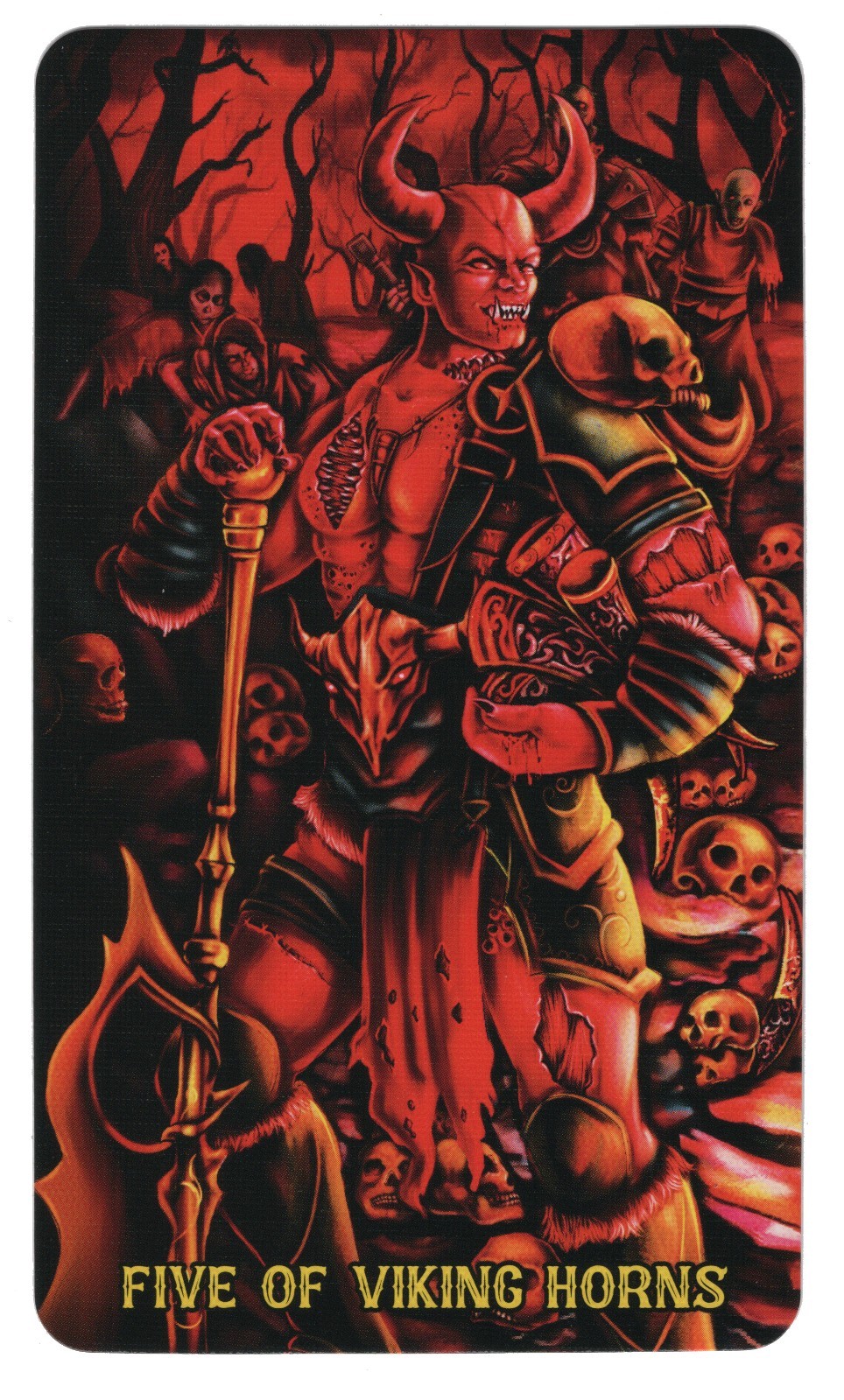 Cinque di Corni Vichinghi (Spade), Sentiero dell'Orrore Scambio Singolo Tarocchi Carta, 23/4" x 43/4"