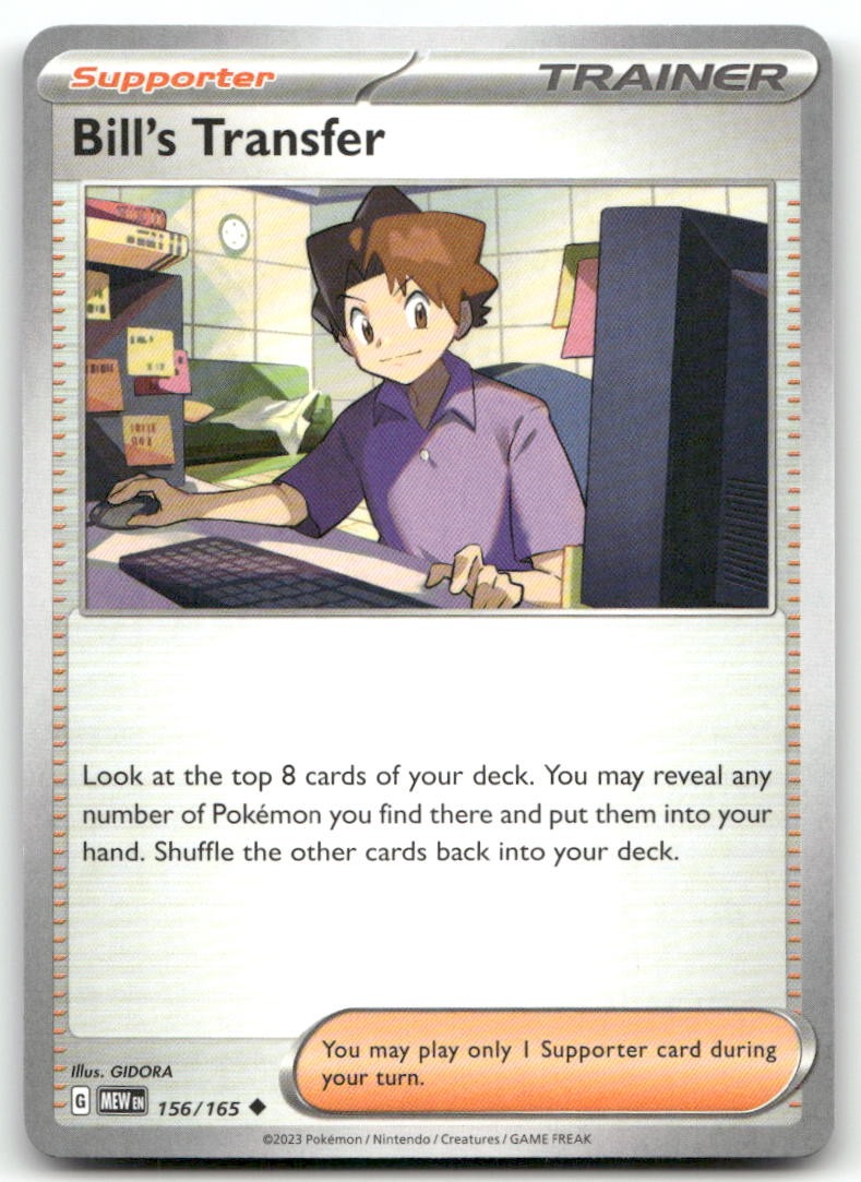 Bill's Transfer 156/165 non comune 151 Pokemon quasi come nuovo