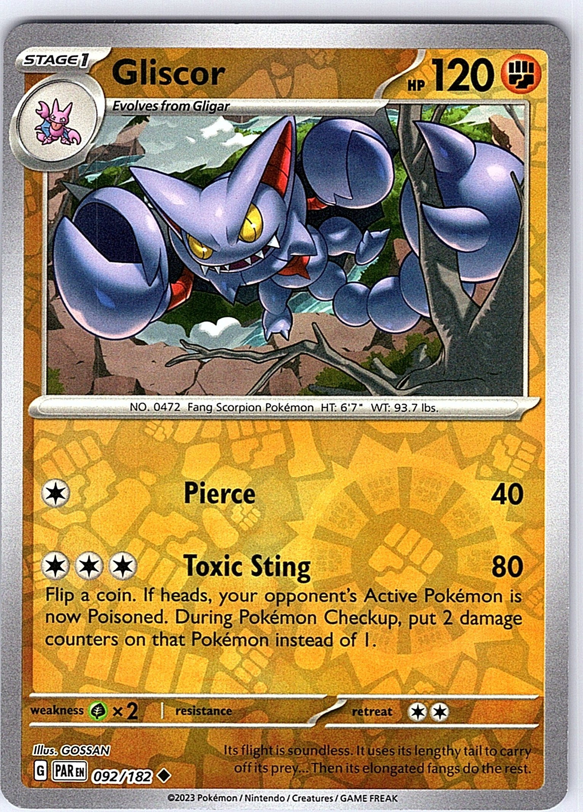 Gliscor 092/182 Paradox Rift Non Comune Reverse Holo NM Pokemon TCG
