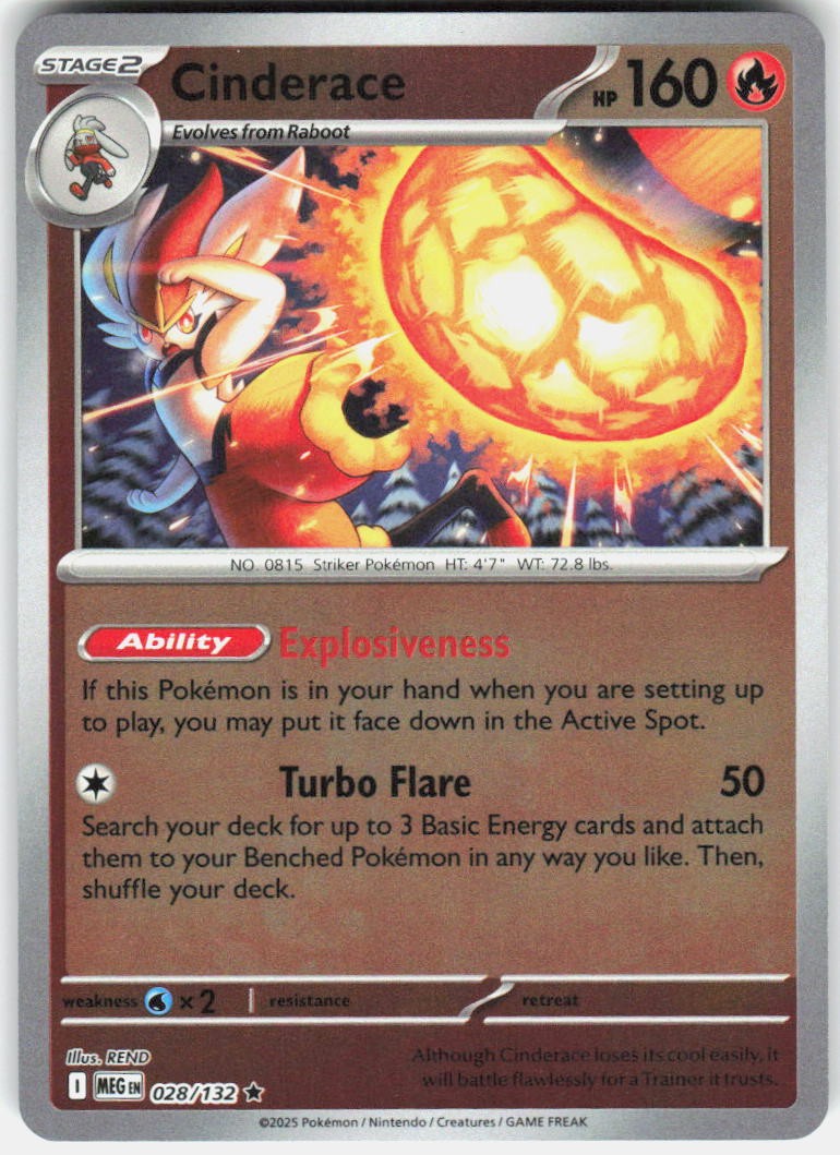 Cinderace Reverse Holofoil [MEG - 028/132] R NM