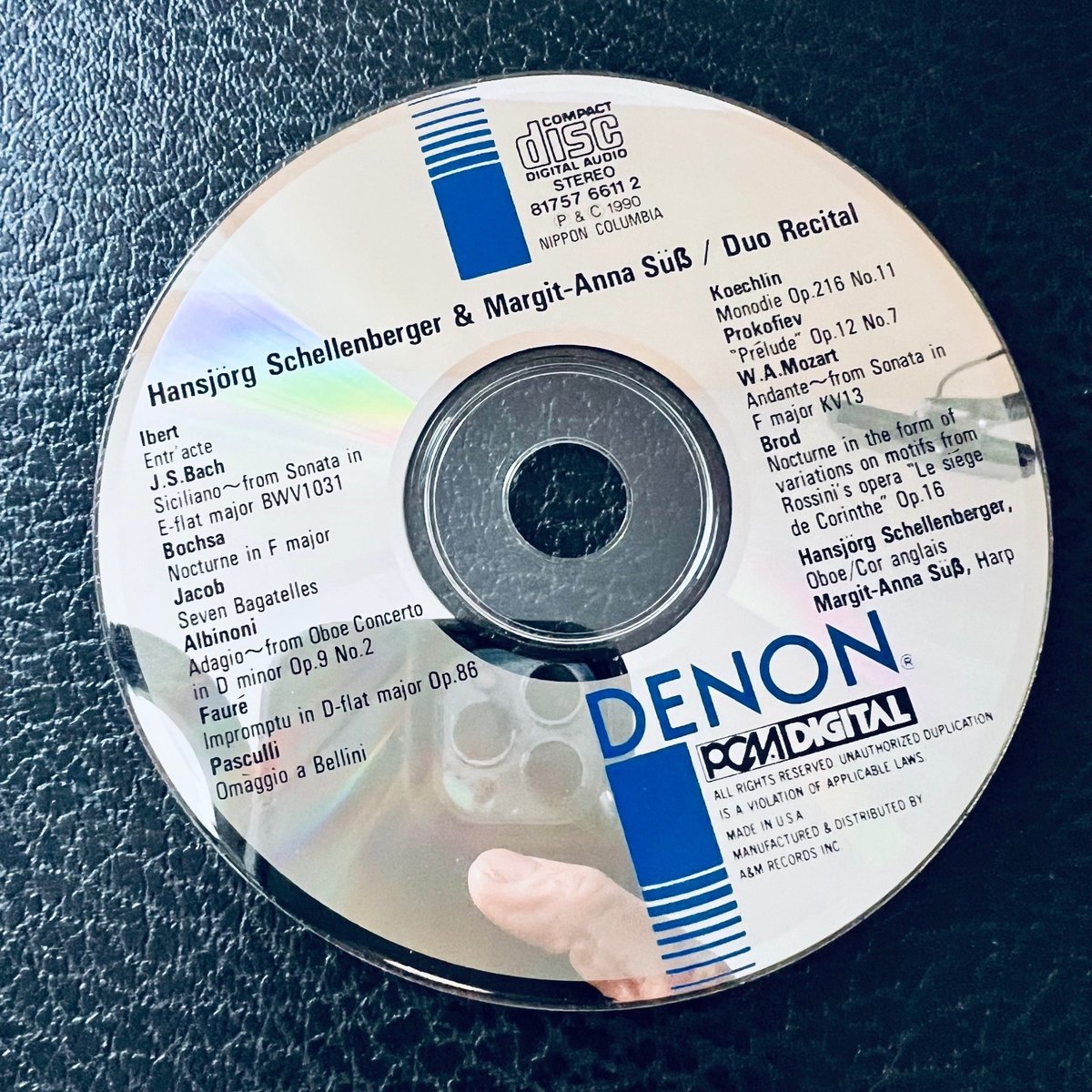Hansjörg Schellenberger & Margit-Anna Süß Duo Recital Used CD No CASE Classical