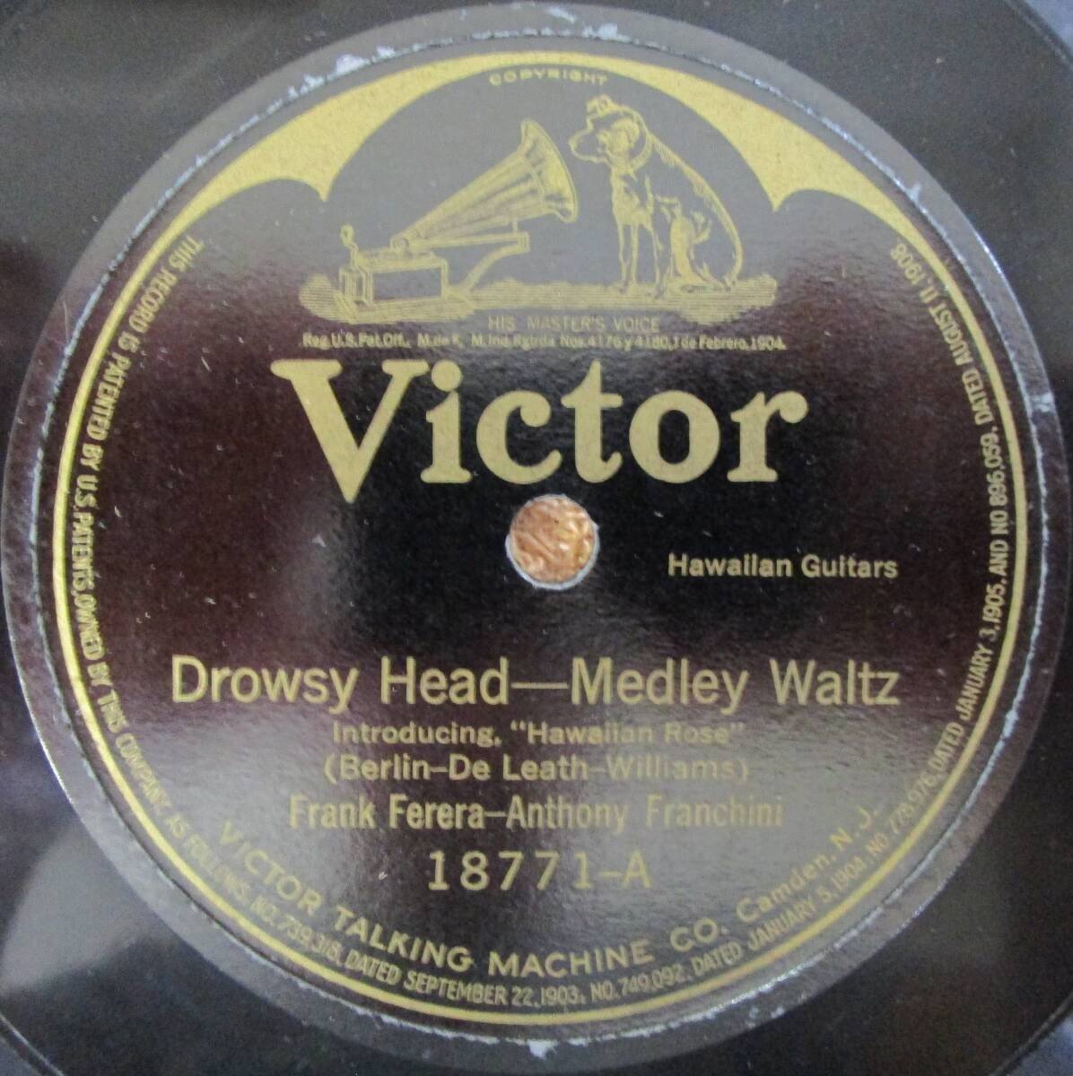 Record Pressing Hawaiian Frank Ferer Anthony Franchini "Drowsy Head"
