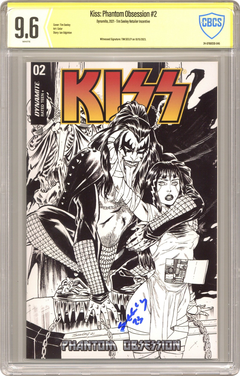 Kiss Phantom Obsession #2I Seeley B&W 1:30 CBCS 9.6 Witnessed Sig 2021