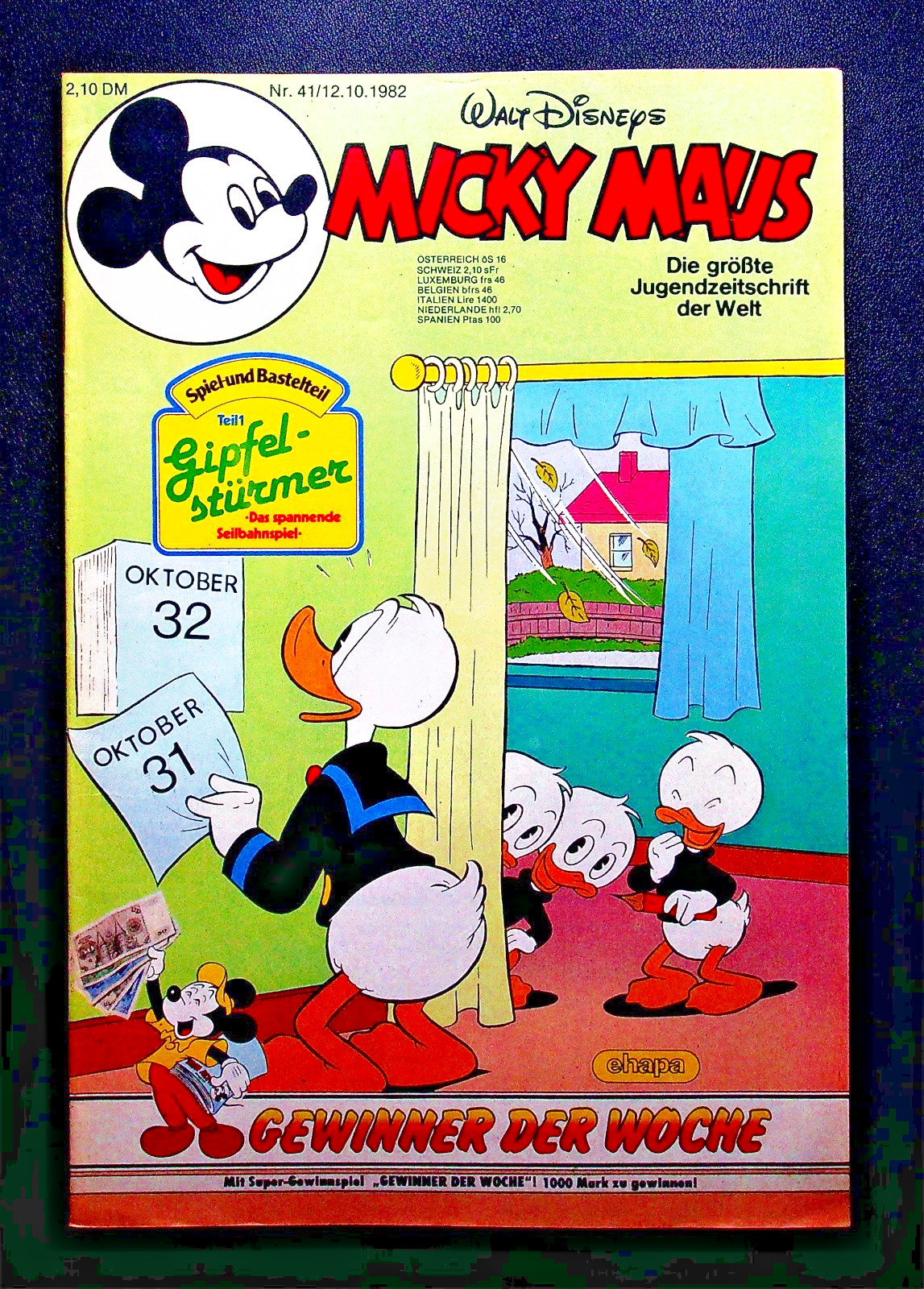 Micky Maus Nr. 41 / 1982 (Ehapa) Spiel-und Bastelteil + Schnipp! (Kst. 03)