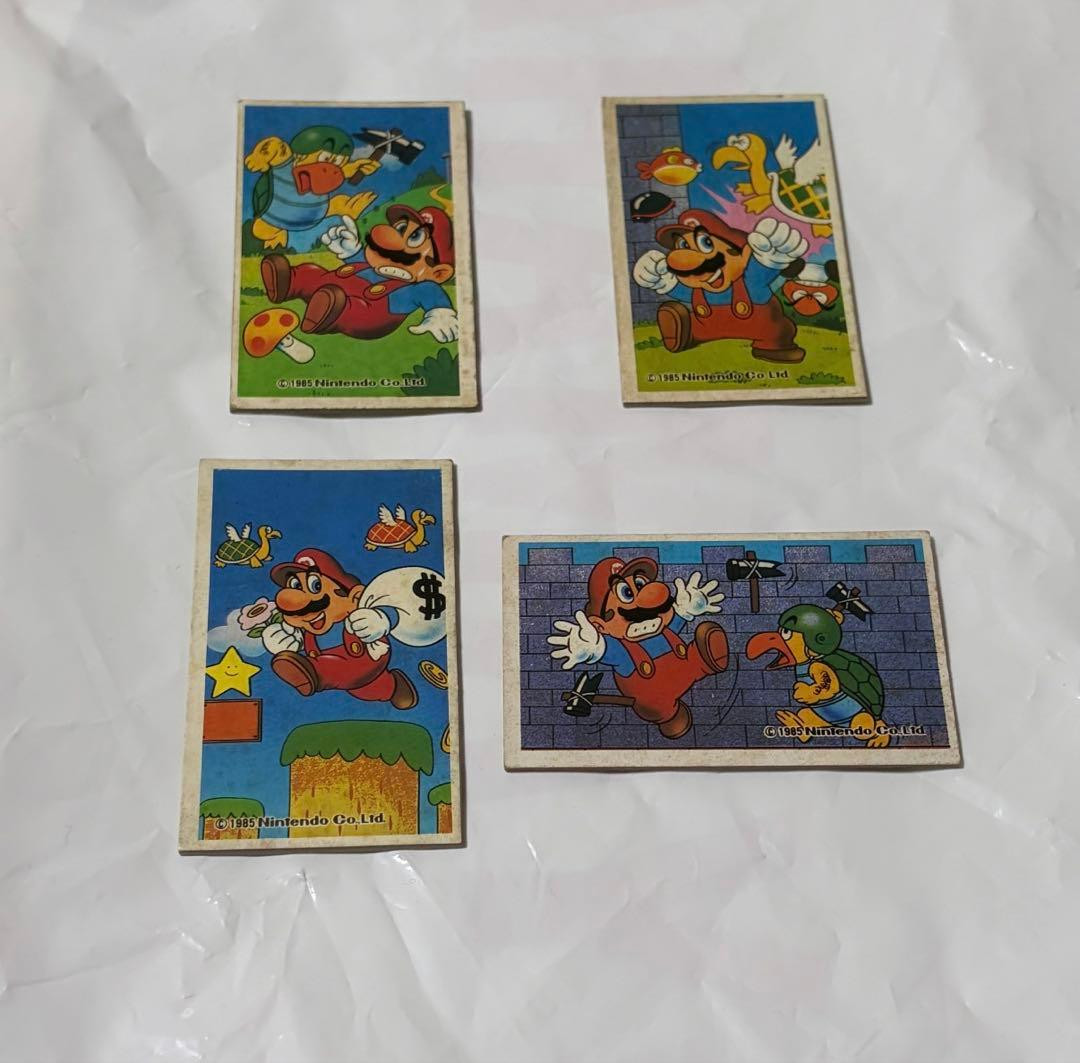 Super Mario Nintendo Menko 4 Card Set 1985 Vintage Japan Retro Baseball Game