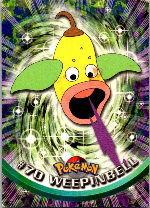 1999 Topps Pokemon TV Animation Edition #70 Weepinbell Played See Scan 
