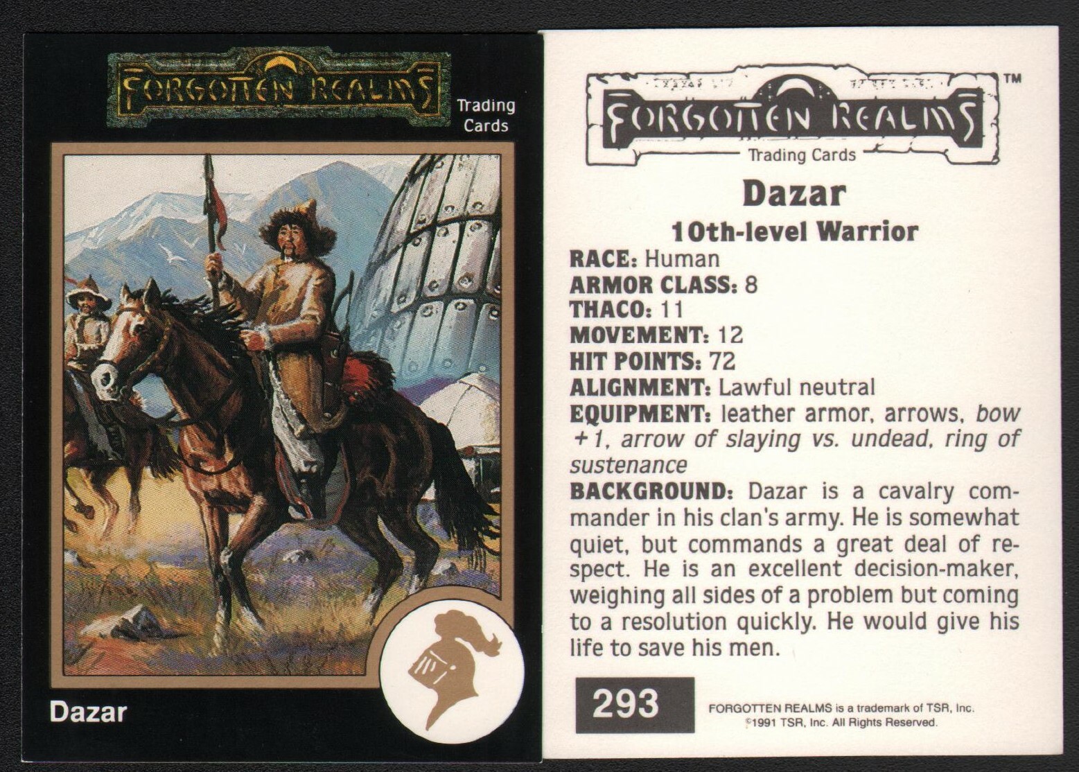 1991 TSR AD&D Gold RPG Fantasy Art Card #293 Dungeons & Dragons Forgotten Realms