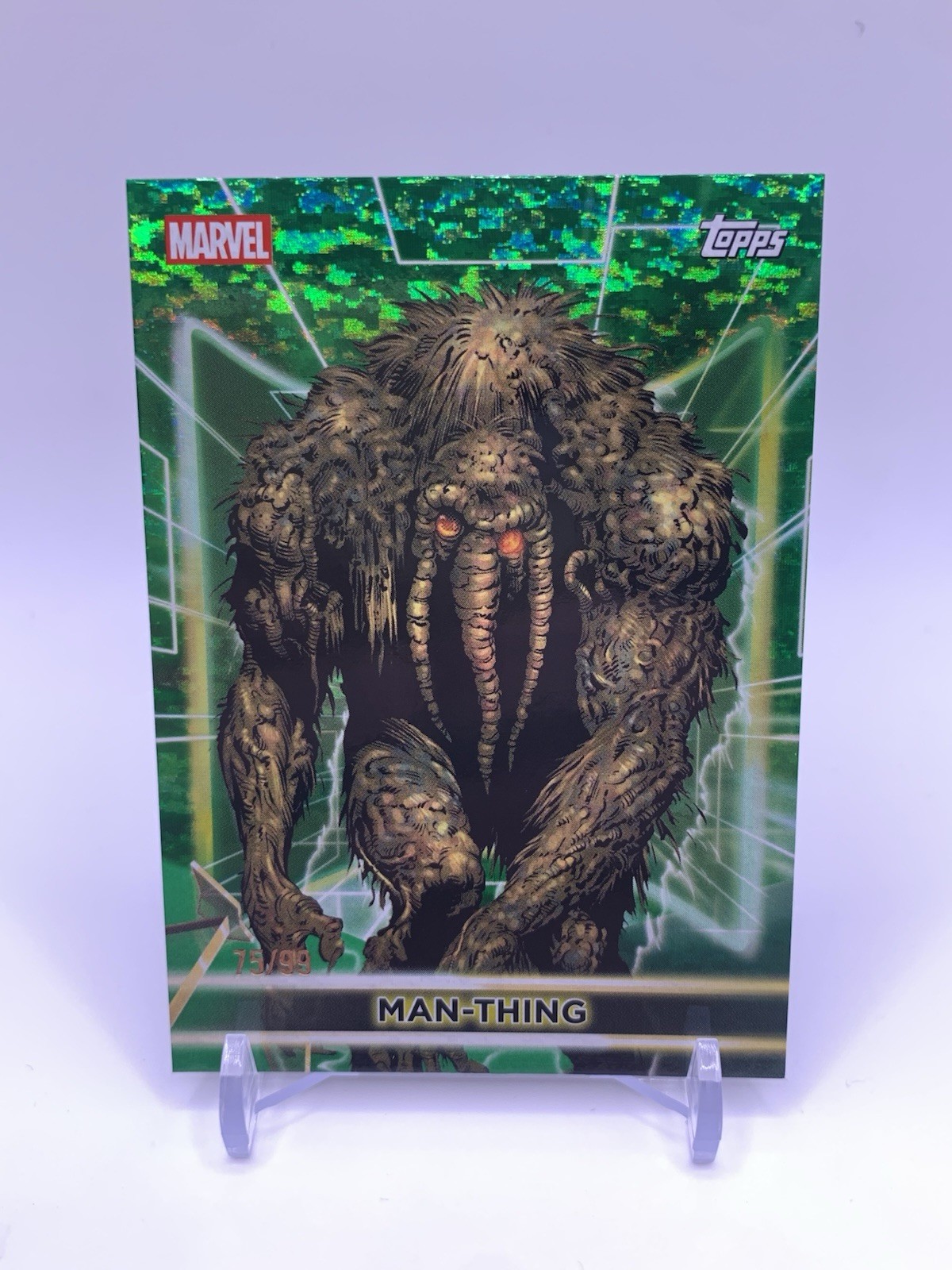 Man-Thing 2026 Topps Marvel Neon #82 FOGLIO VERDE SCINTILLANTE /99 COLORI ABBINATI 🔥