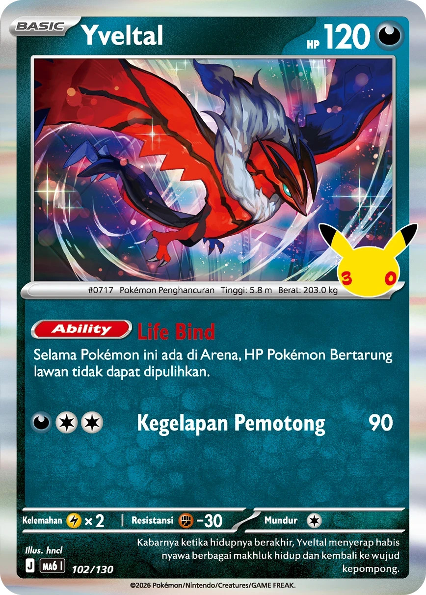 Pokemon Yveltal 30° Anniversario MA6 102/130 Indonesia