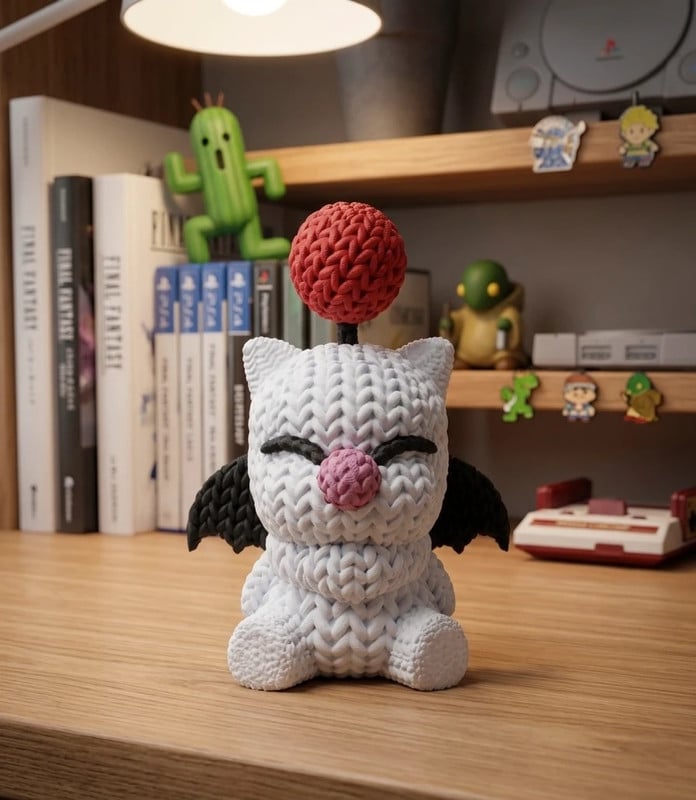 Statuetta Moguri (Moogle) - Final Fantasy (Effetto Knitted/Intrecciato)