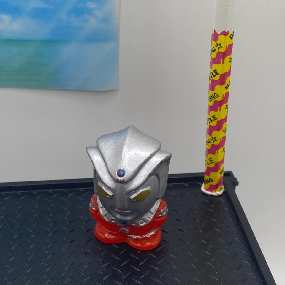 Vintage Bandai Ultraman Astra Mini Finger Puppet Sofubi Figura Giappone SD Chibi