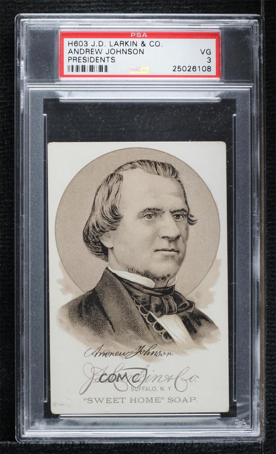 1885 Larkin Soap Presidents H603 Sweet Home Soap Andrew Johnson #17 PSA 3 s5j