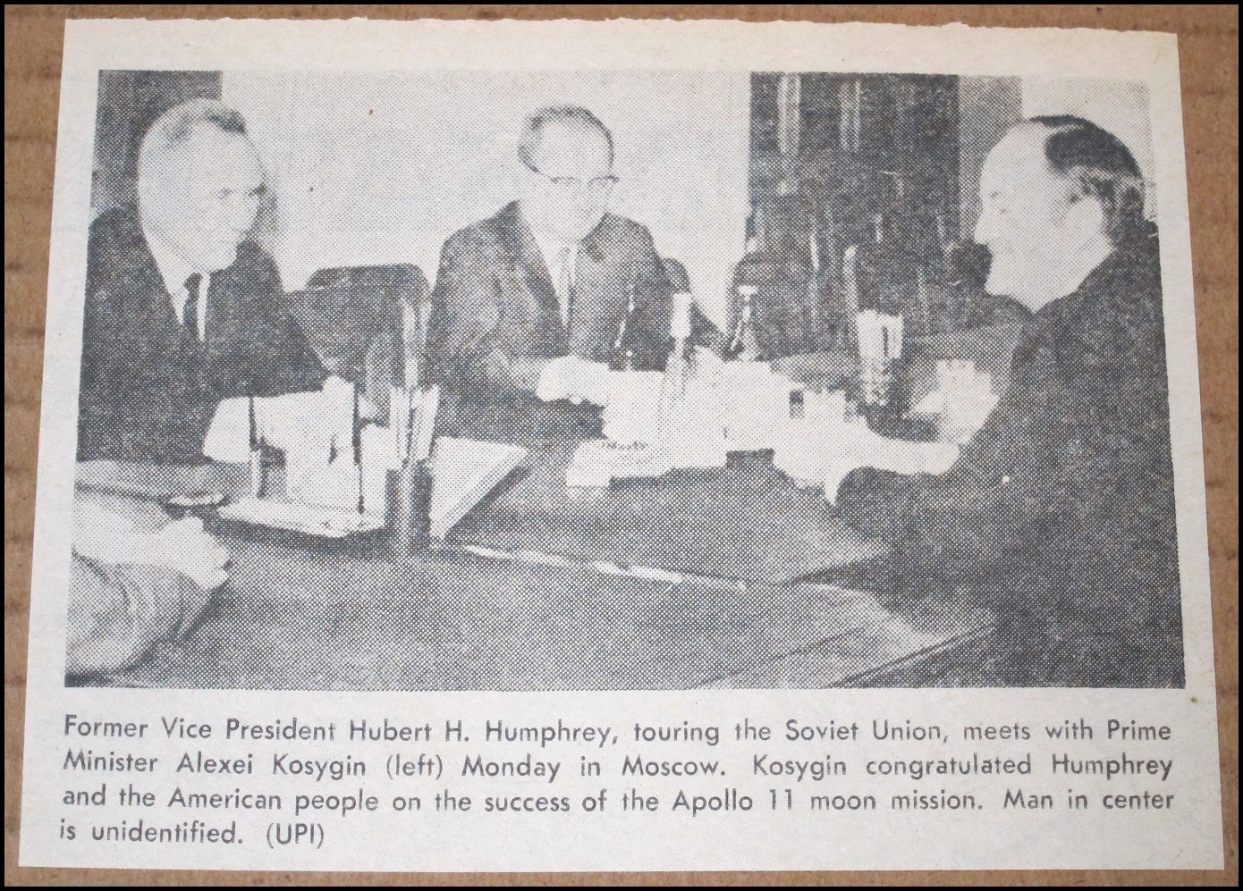 1969 Hubert Humphrey Alexei Kosygin foto ritaglio giornale 5"x4" VPOTUS VINTAGE US