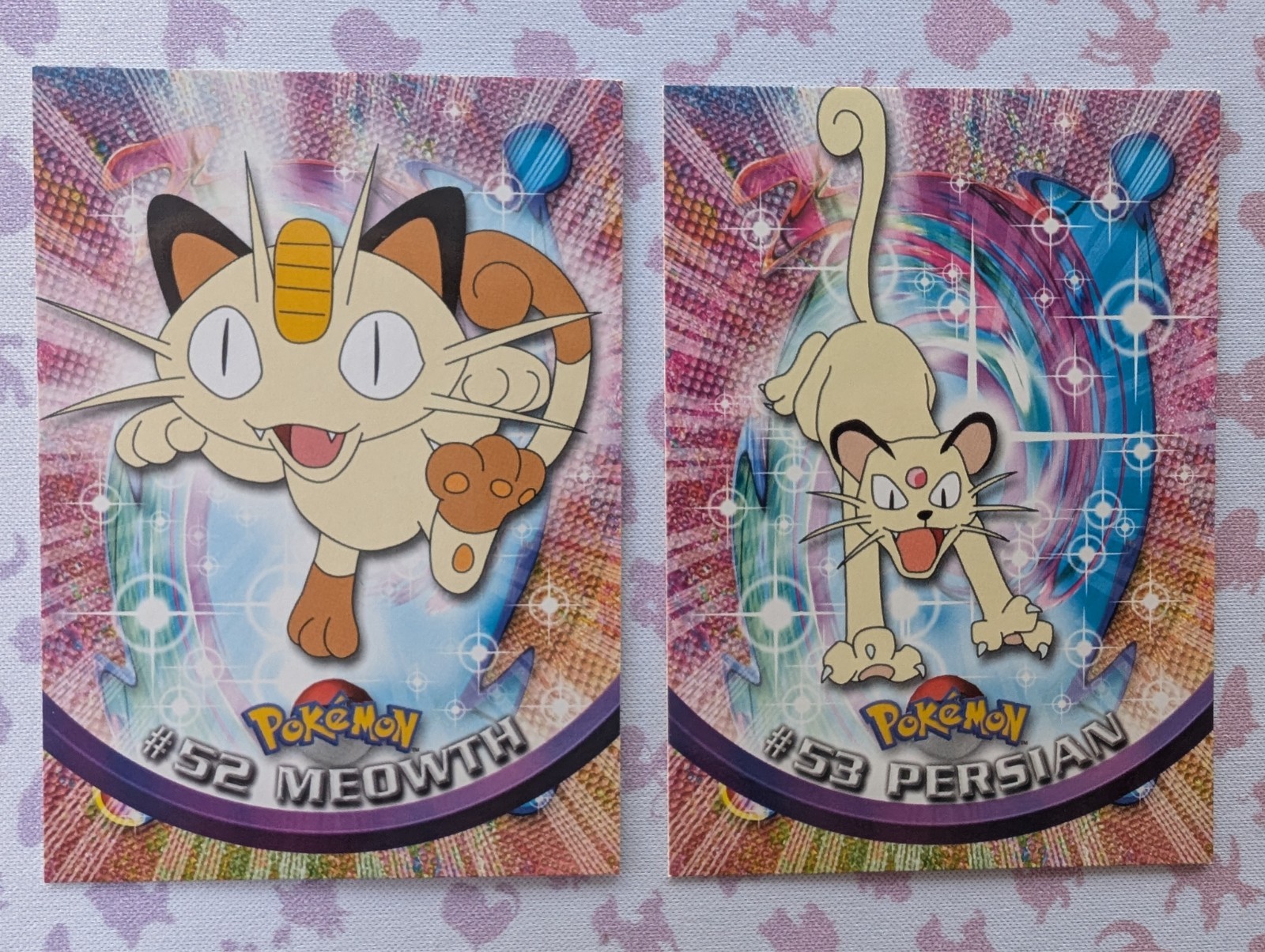 Topps Pokemon 1999 Serie TV Animazione 1 Meowth/Persian Logo Blu Non Holo