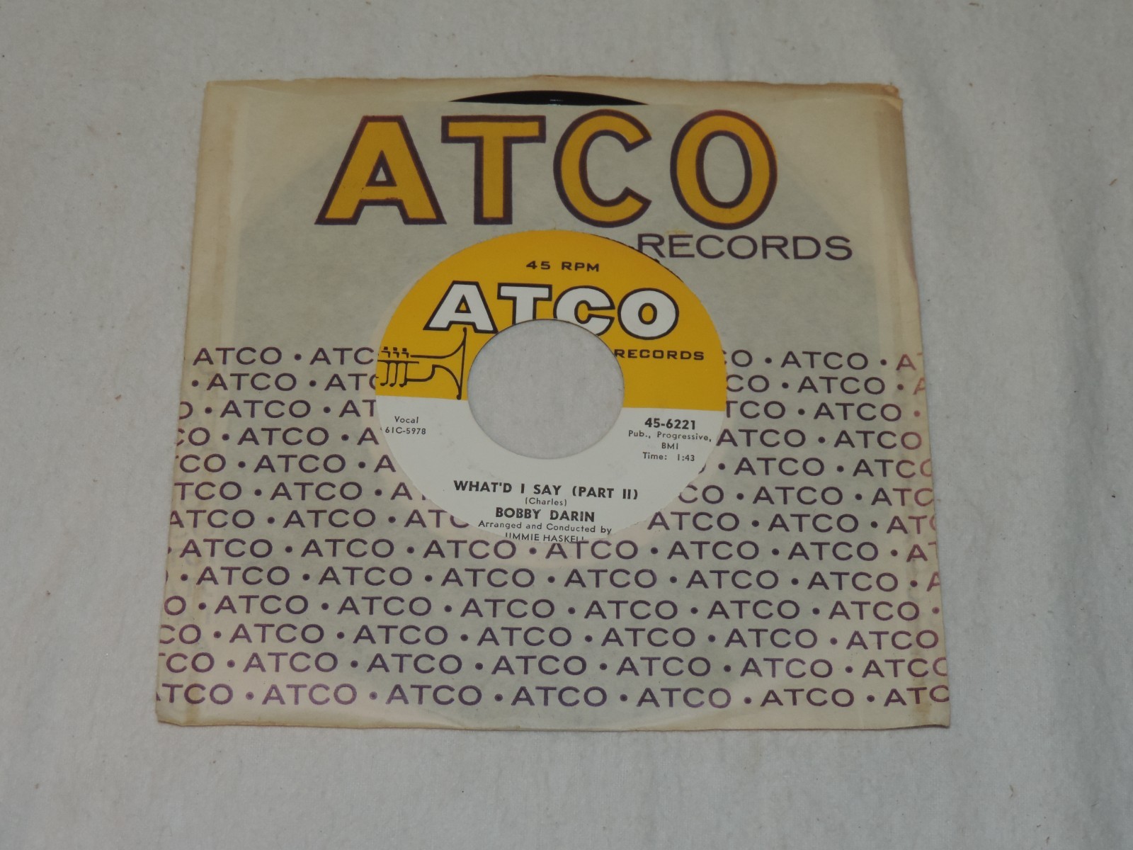 BOBBY DARIN~WHAT'D I SAY(Part 1) / (Part II) 7" 45rpm Vinyl Single Record 1962~