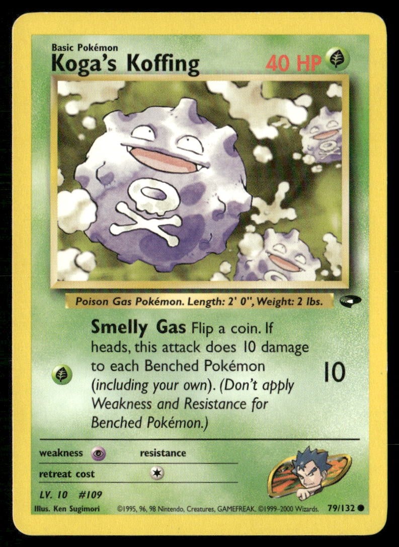Koga's Koffing 79/132 Sfida Palestra Comune Pokemon Illimitato Molto Giocato