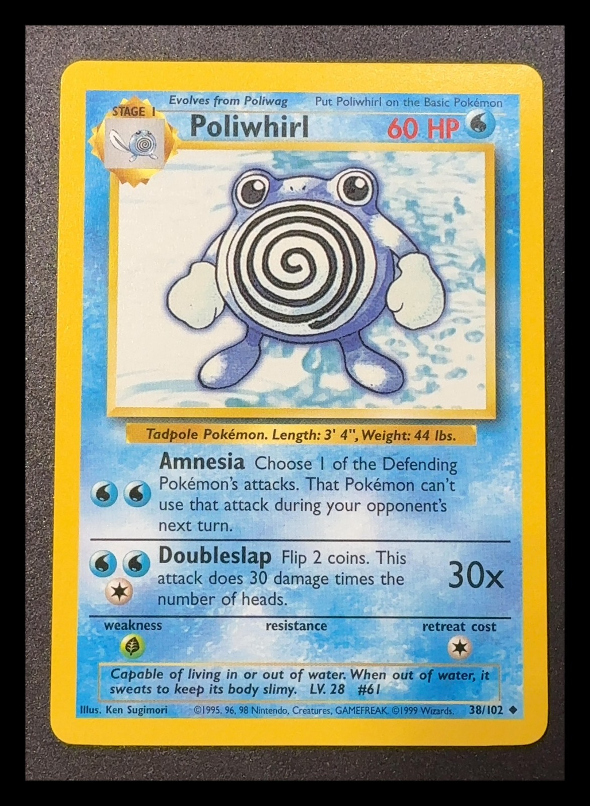 Set base Poliwhirl 1999 #38/102 non comune