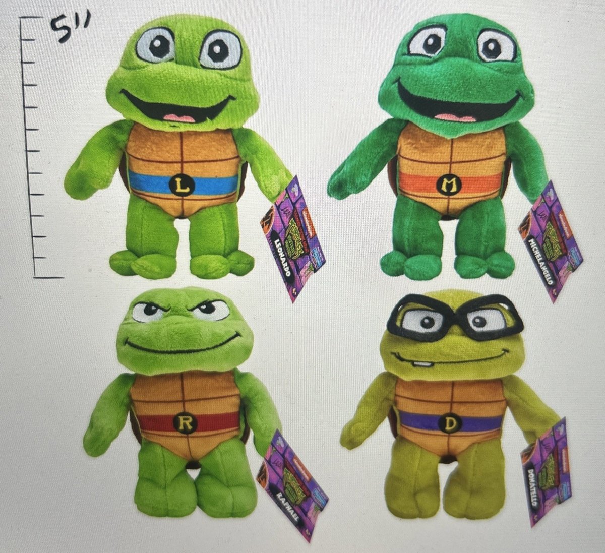 TMNT n.: 83169 peluche bambino confezione da 4 nuovi sigillati Teenage Mutant Ninja Turtles 5"