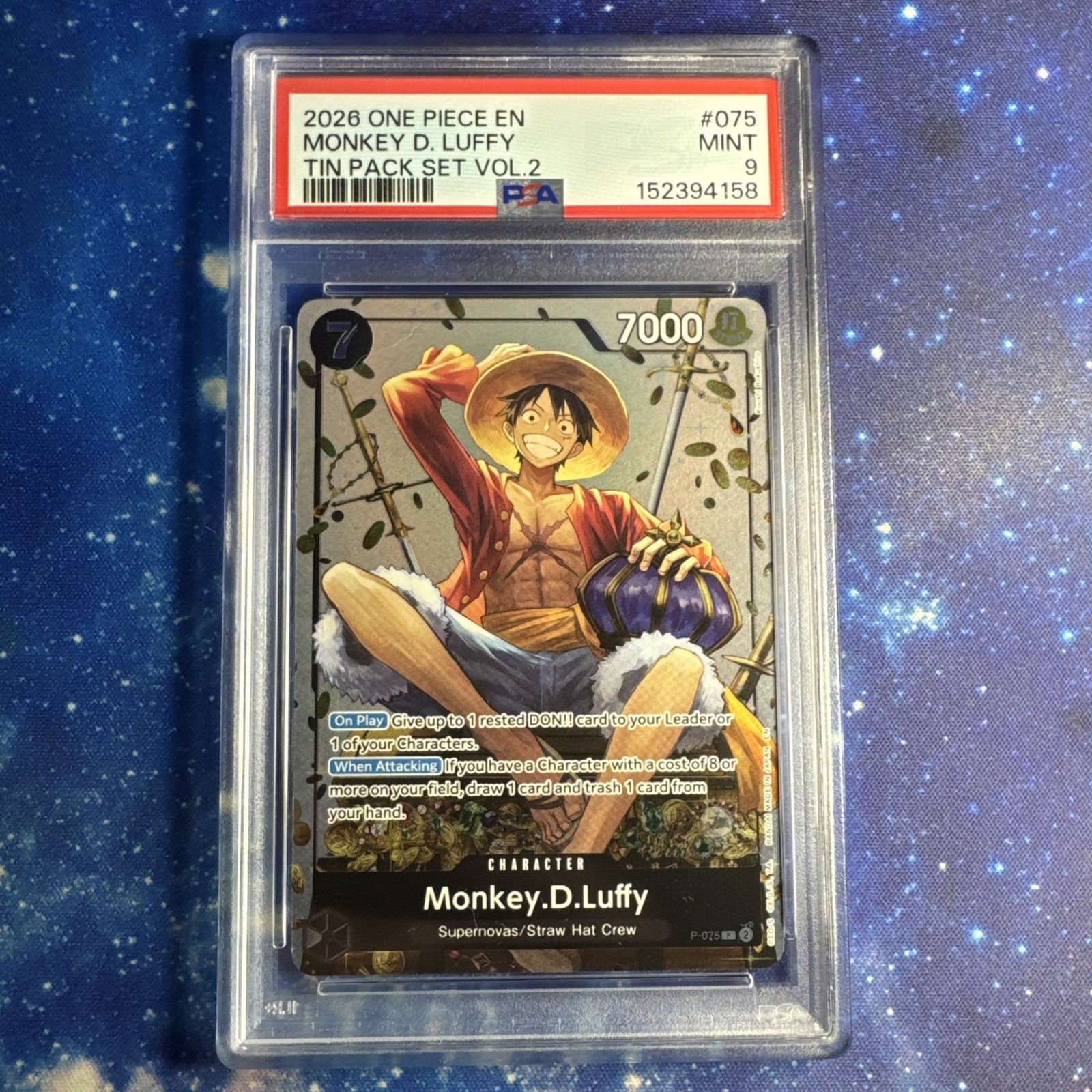 2026 ONE PIECE PROMO TIN PACK SET VOL.2 #075 MONKEY D. RUFFY PSA 9
