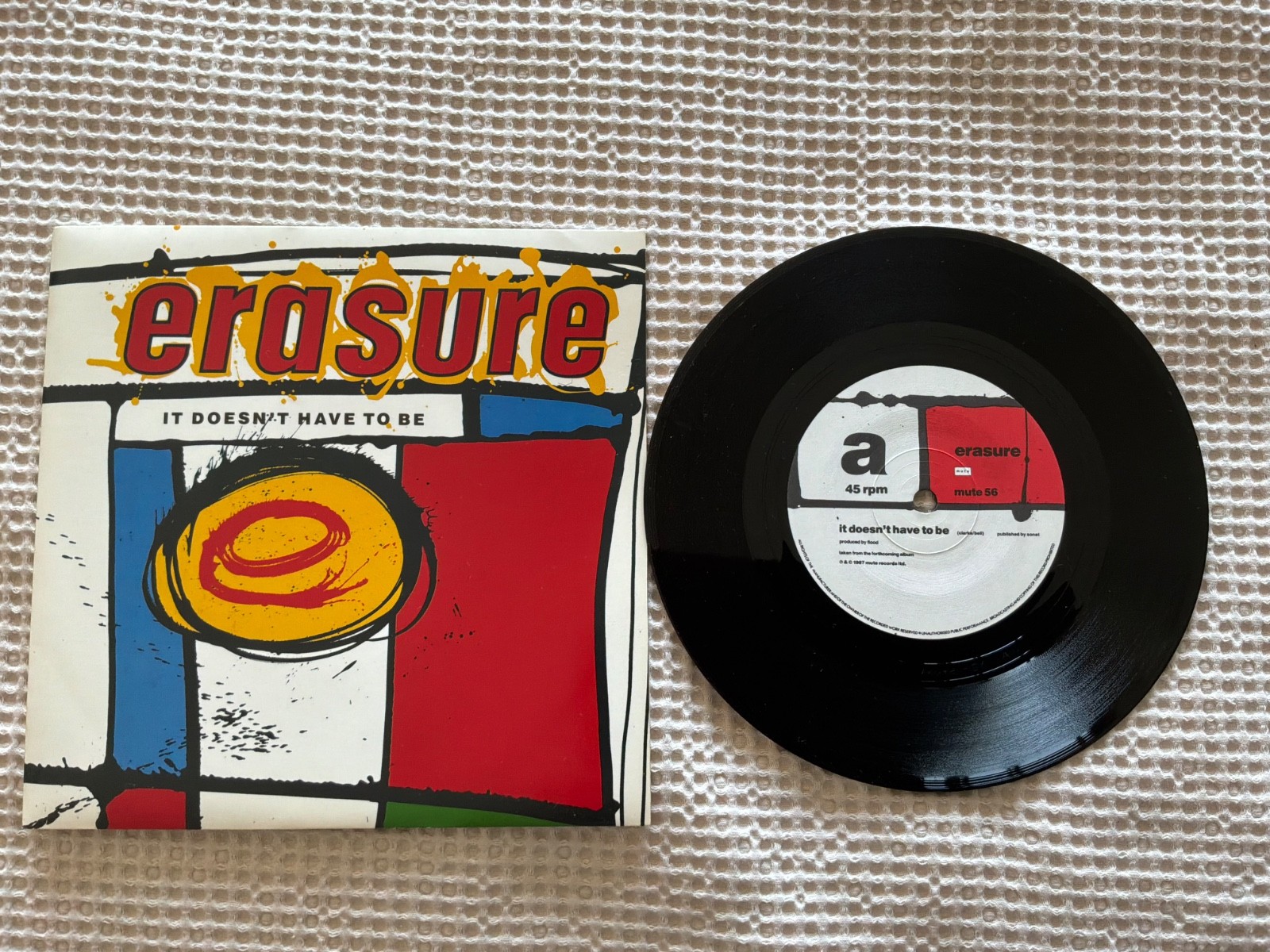 Erasure - It Doesn't Have To Be - 7" Single 45 Vinyl - Excellent Condition