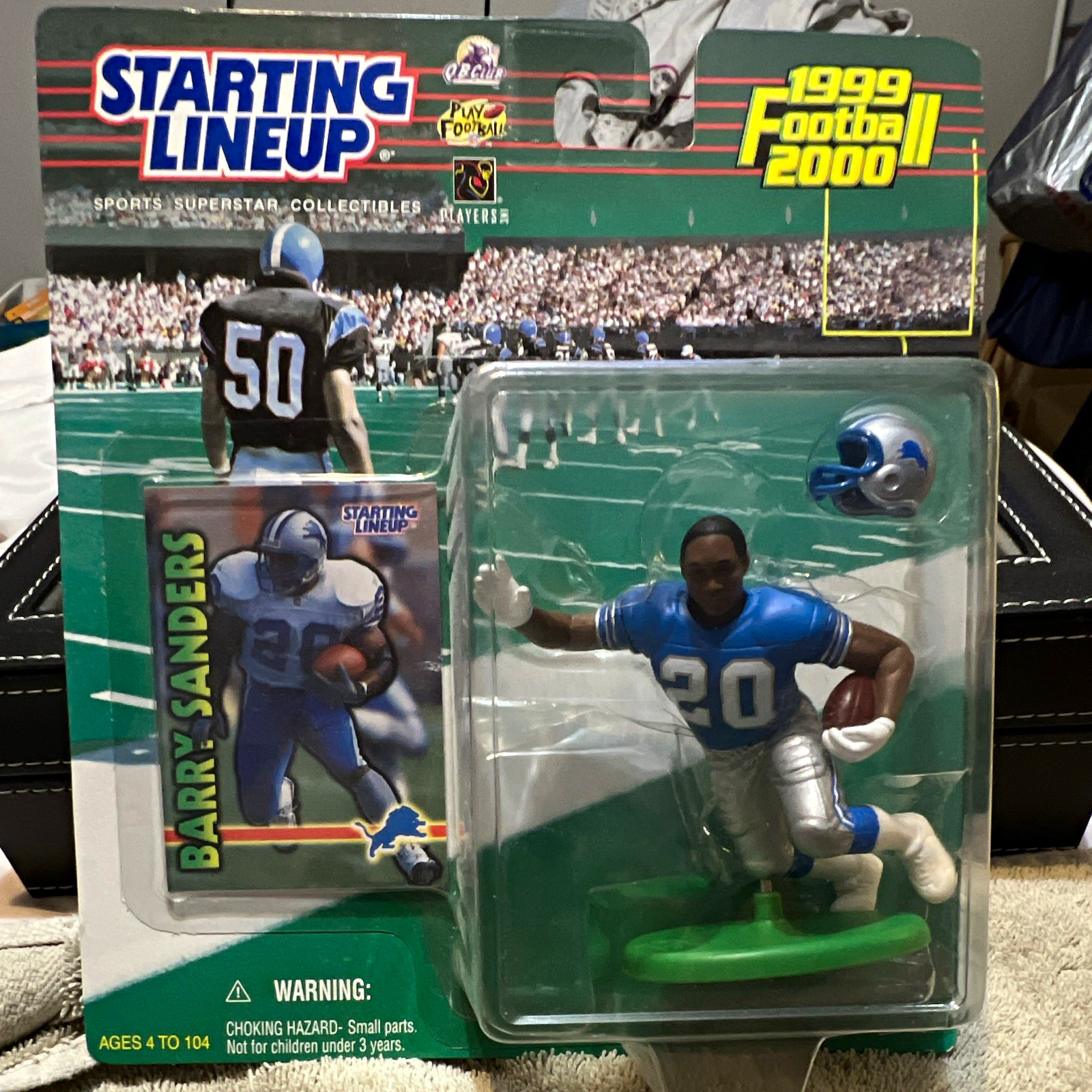 Figurina Starting Lineup Barry Sanders 1999 Calcio 2000+Casco+Calcio