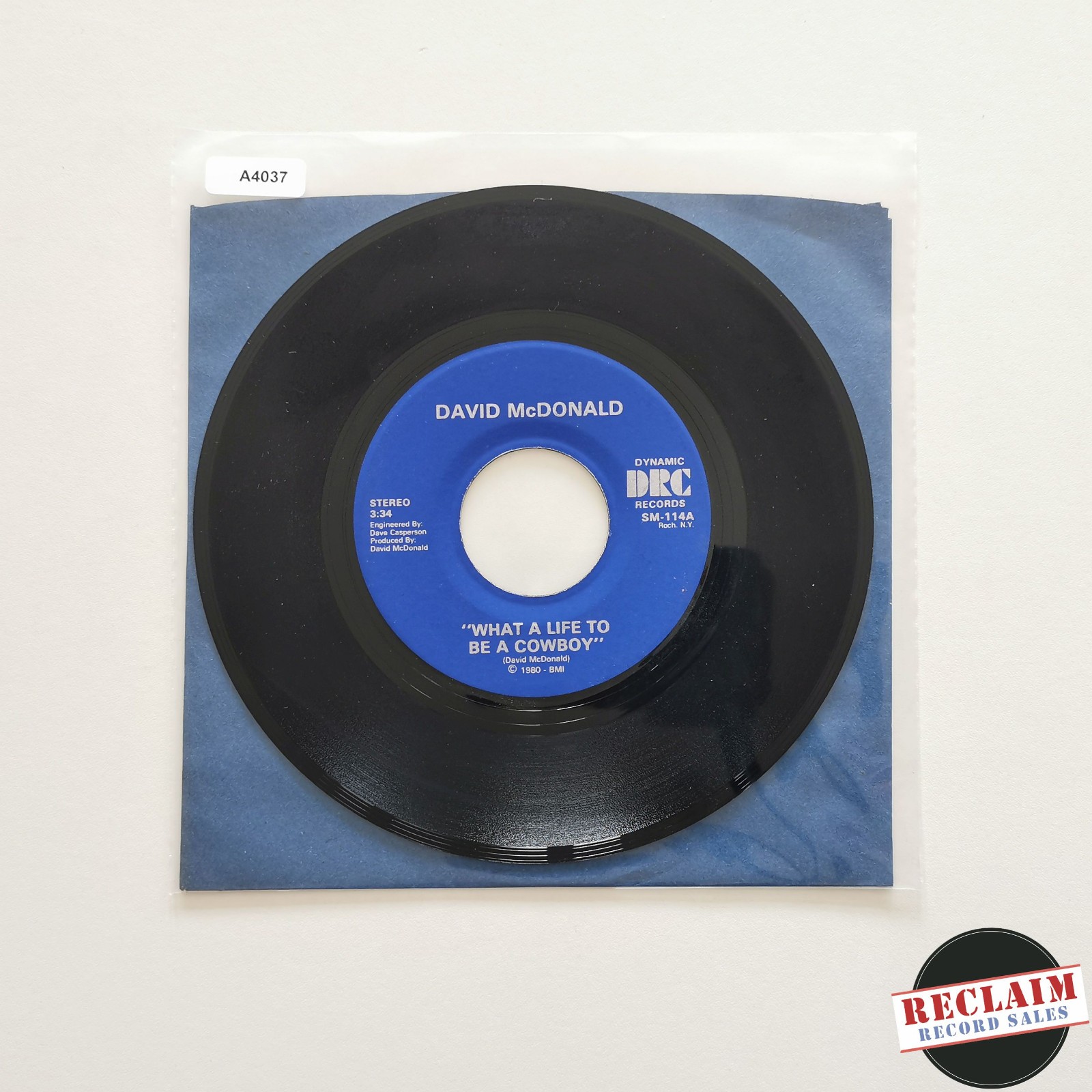 david mcdonald - what a life to be a cowboy 7" vinyl record VG