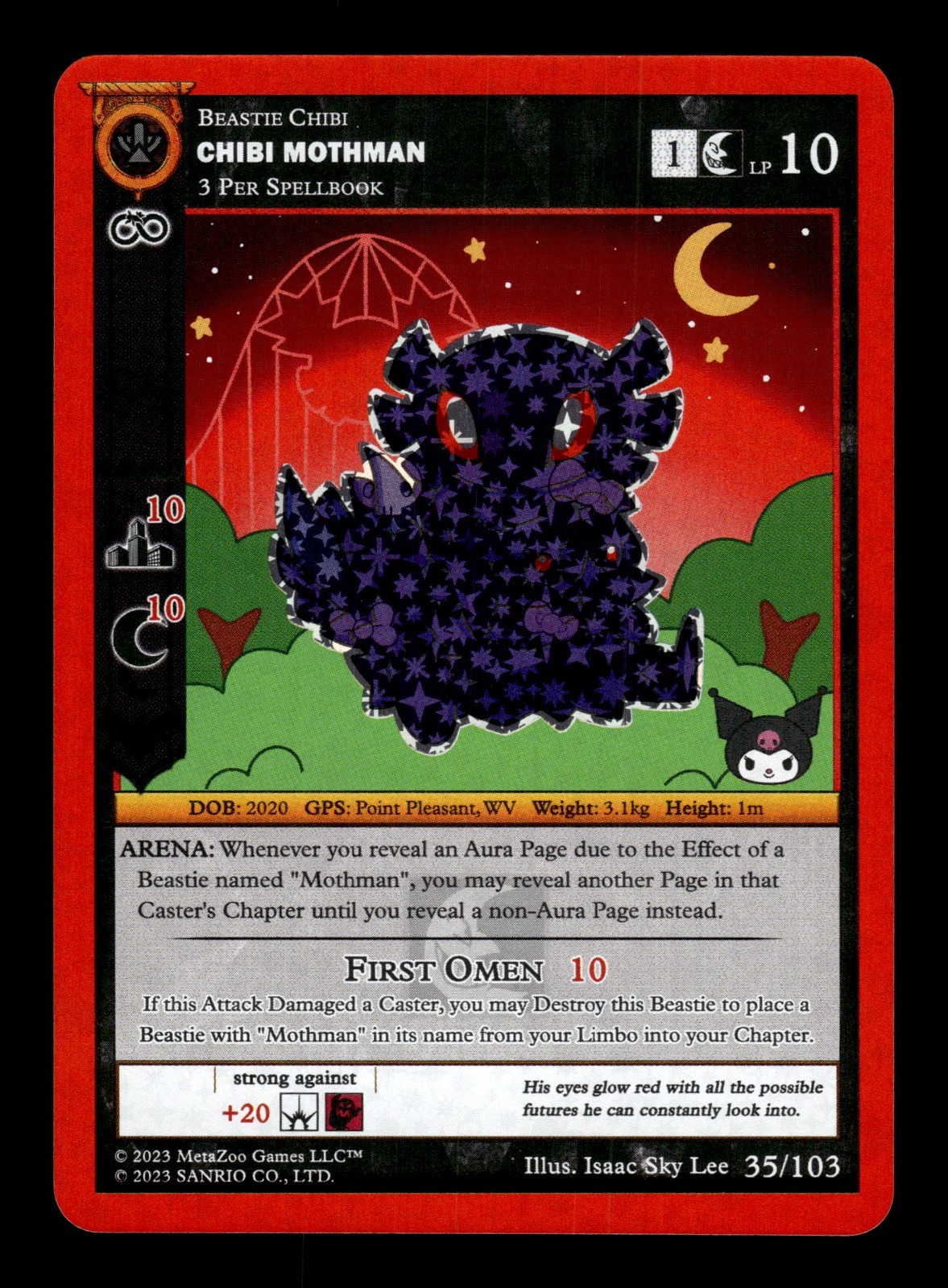 Chibi Mothman 35/103 MetaZoo Kuromi's Cryptid Carnival Reverse Holo