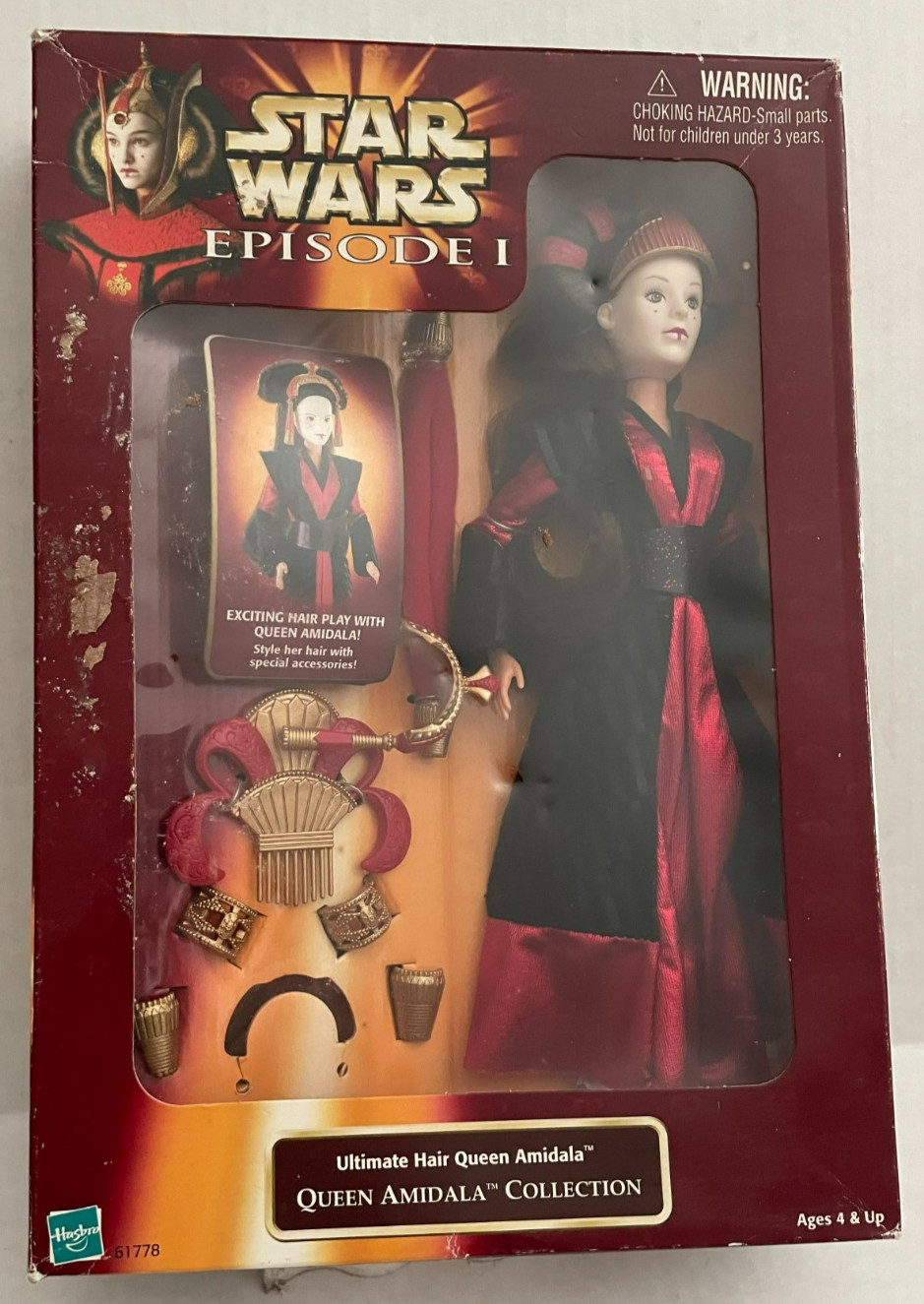 Ultimate Hair Queen Amidala Doll 12" 1998 Hasbro Star Wars Episode I, Box Damage