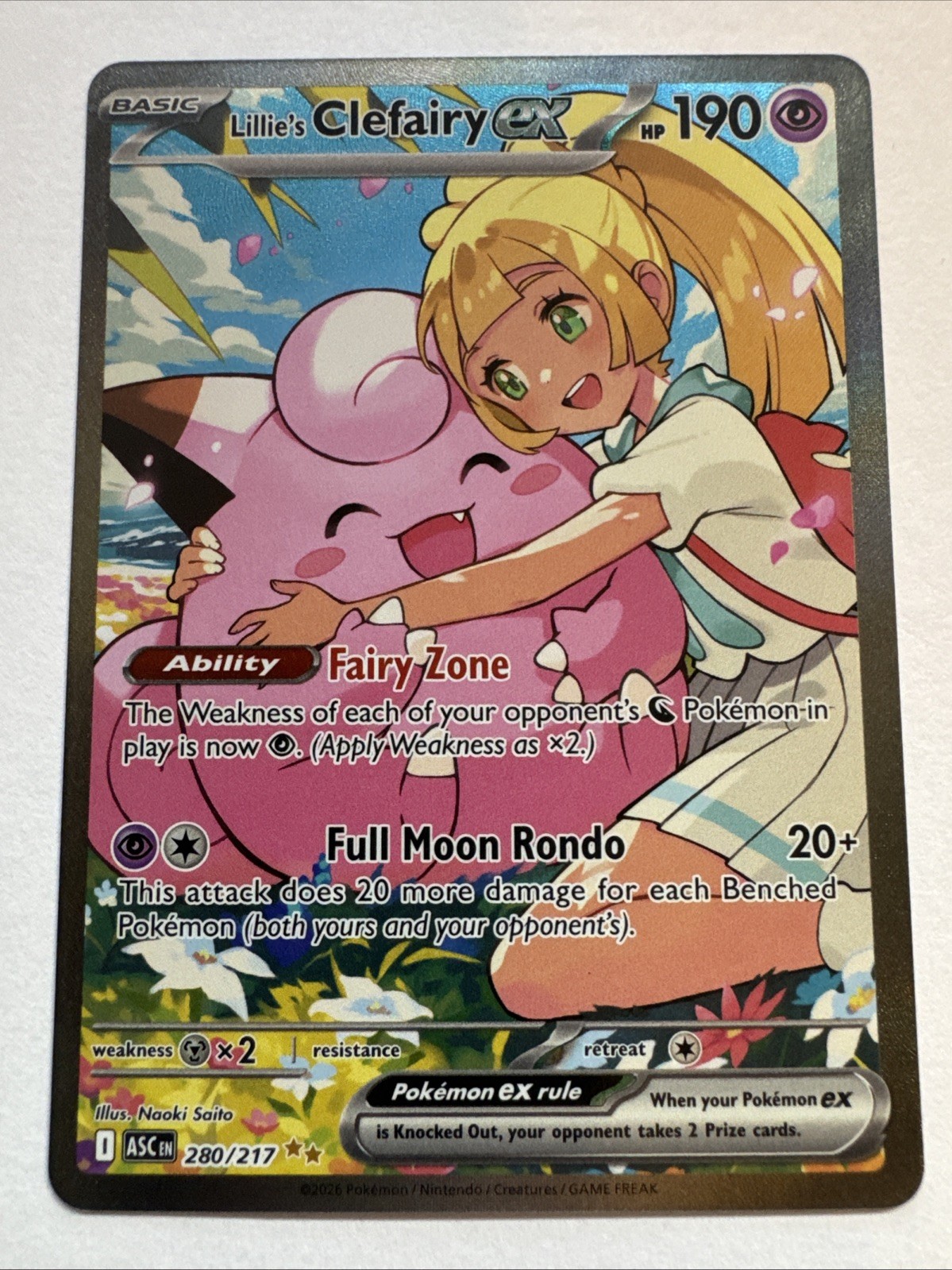 Lillie's Clefairy ex 280/217 Ascended Heroes Pokemon Holo NM