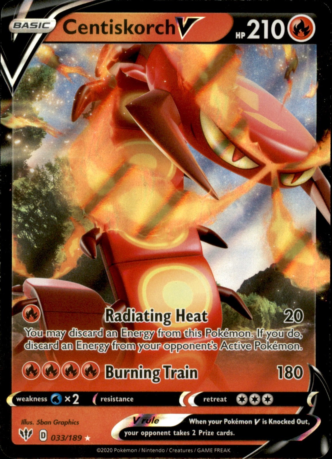 Pokémon - Centiskorch V 033/189 - SWSH Darkness Ablaze - Holo Rare