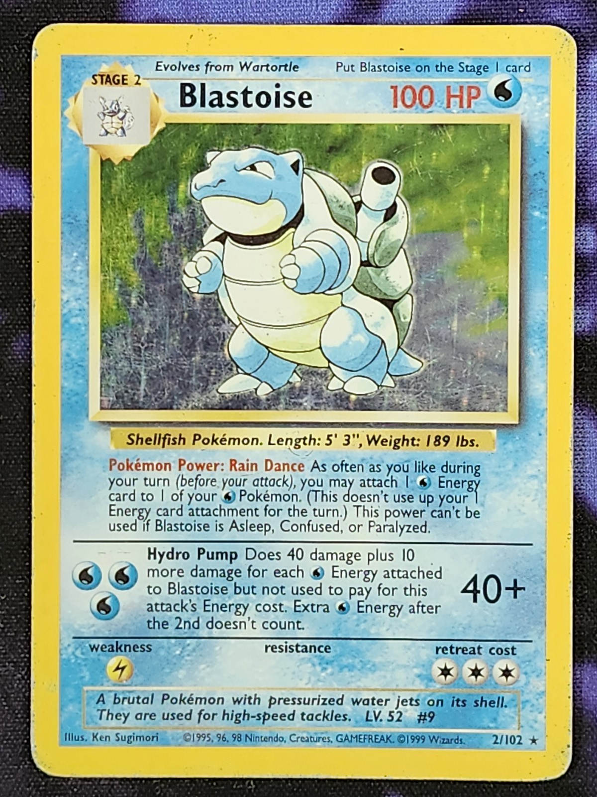 Pokemon Blastoise 2/102 (HP) Holo Unlimited Set Base BS