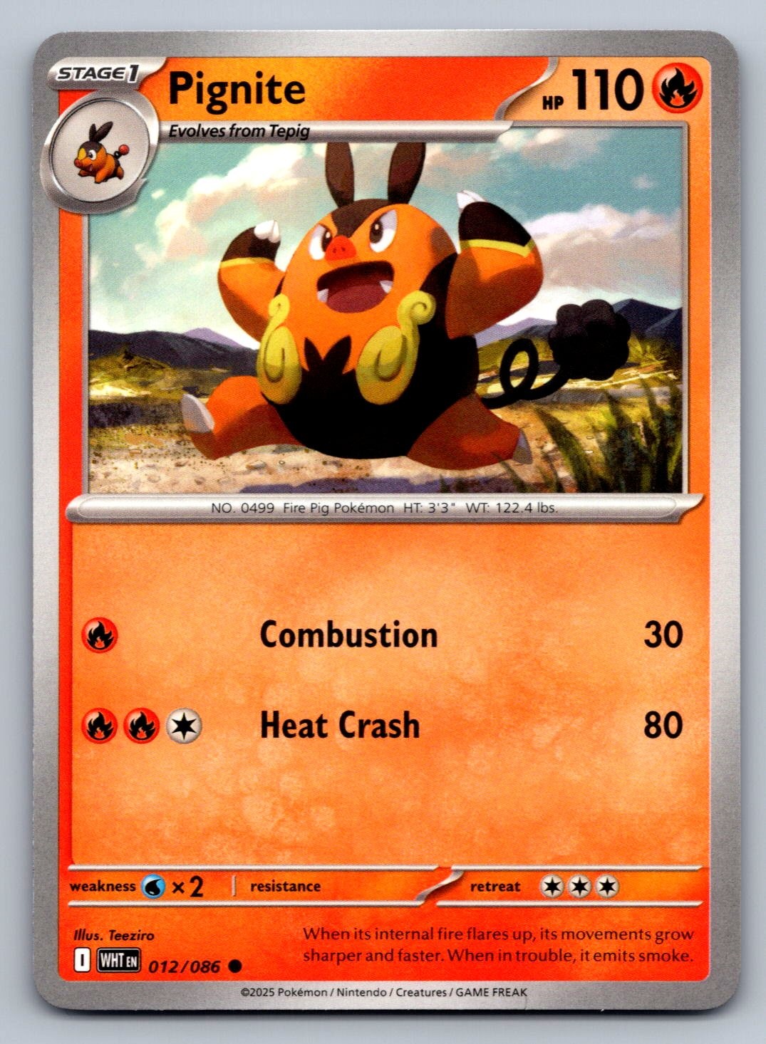 PIGNITE 012/086 POKEMON BAGLIORE BIANCO COMUNE LEGGERMENTE GIOCATO