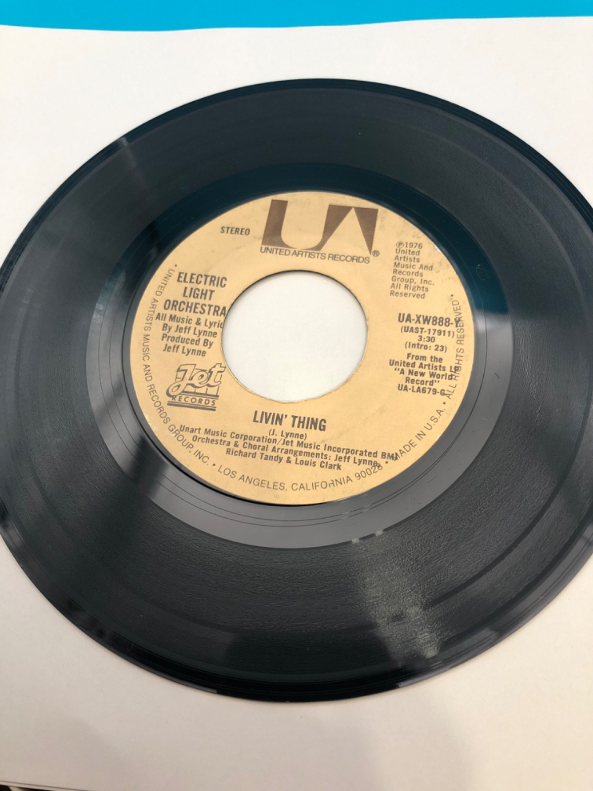 ELECTRIC LIGHT ORCHESTRA Livin' Thing 45 RPM 1976 Orchestral Rock VG+