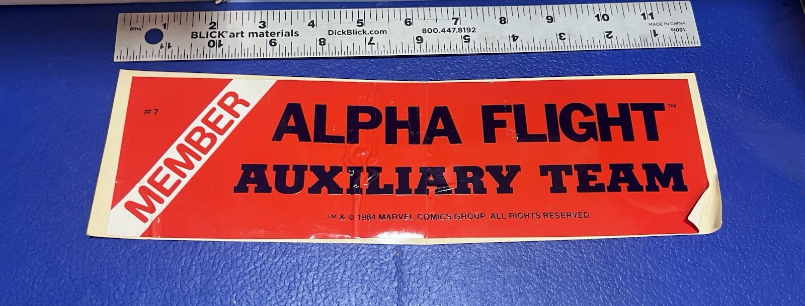 Adesivo paraurti Alpha Flight squadra ausiliaria 1984 #7 MARVEL COMICS vintage