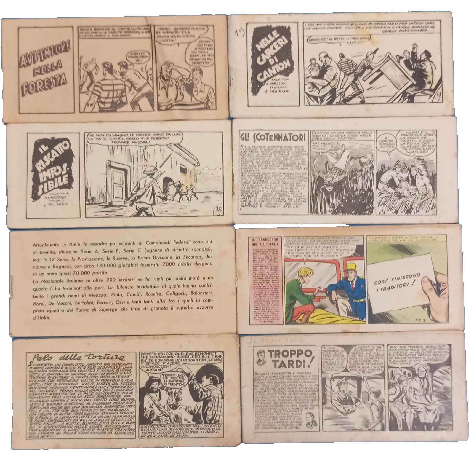 LOTTO N° 8 FUMETTI VINTAGE ANNI '50 - STRISCIE - SENZA COPERTINA -