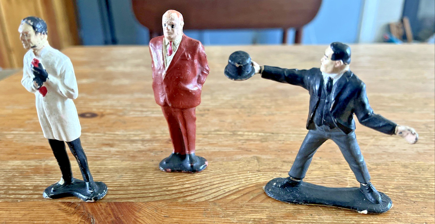 Vintage A.C. Gilbert James Bond Figures Odd Job Goldfinger Dr. No Villains Set