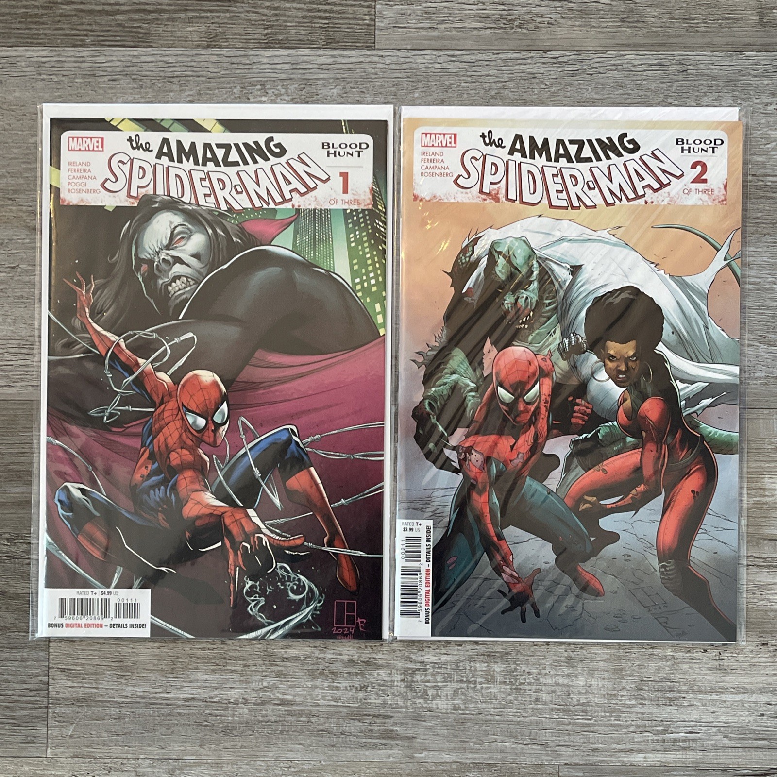Amazing Spider-Man Blood Hunt Lot(x2) MARVEL COMICS #1 & #2 B&B Bundle FAST SHIP